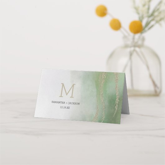 Carte De Placement Awash Elegant Aquarelle dans Foliage Numéro de tab (Dos)