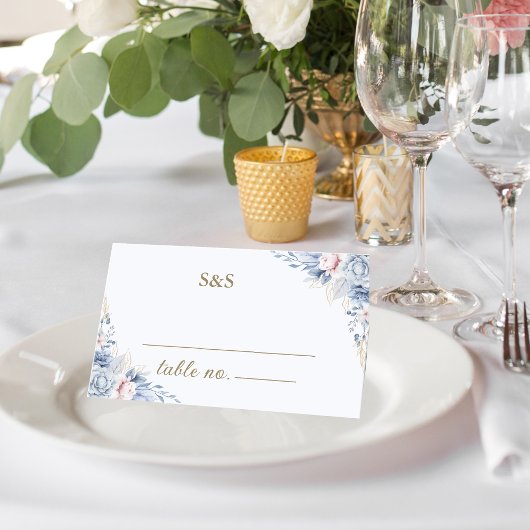 Carte De Placement Azure & Ivory Floral Romance Wedding