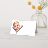 Carte De Placement Baby Boy Peeking Baby shower Merci blanc (Dos)