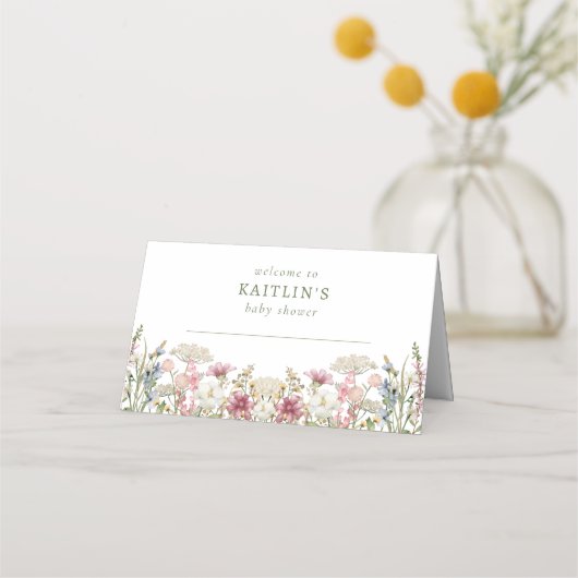 Carte De Placement Baby in Bloom Spring Fleur sauvage Baby shower flo (Devant)