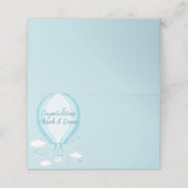 Carte De Placement Baby shower à ballon à air chaud bleu (Extérieur déplié)