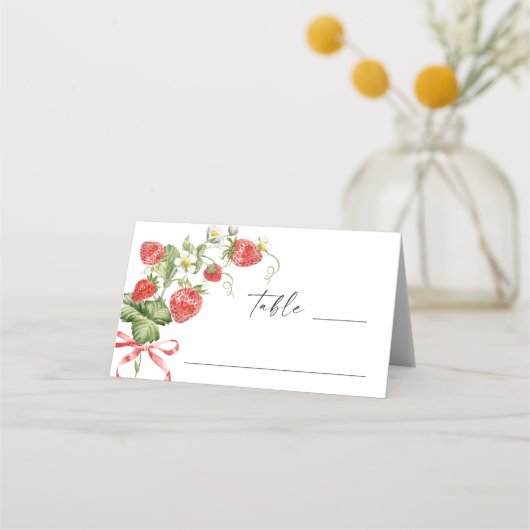Carte De Placement Baby shower à l'aquarelle tendance Meadow Strawber (Devant)