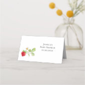 Carte De Placement Baby shower à l'aquarelle tendance Meadow Strawber (Dos)