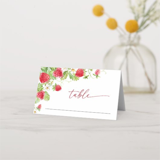 Carte De Placement Baby shower à l'aquarelle tendance Meadow Strawber (Devant)