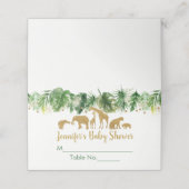 Carte De Placement Baby shower animal Gold Safari (Extérieur déplié)