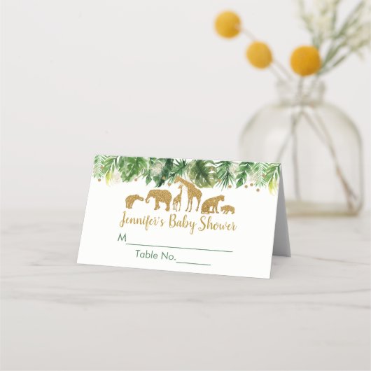 Carte De Placement Baby shower animal Gold Safari (Devant)