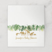 Carte De Placement Baby shower animal Gold Safari (Extérieur déplié)