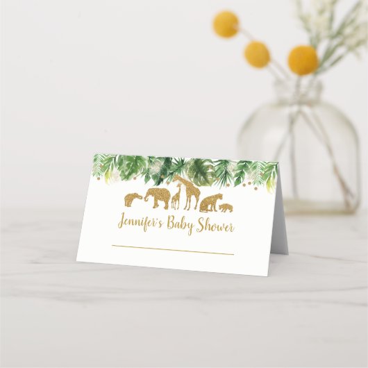Carte De Placement Baby shower animal Gold Safari (Devant)