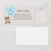 Carte De Placement Baby shower Bébé Bleu Ours Livres Pour Bébé (Devant / Derrière)
