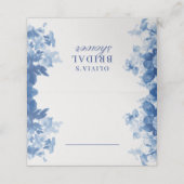 Carte De Placement Baby Shower Bleu de Chine Aquarelle (Extérieur déplié)