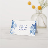 Carte De Placement Baby Shower Bleu de Chine Aquarelle (Dos)