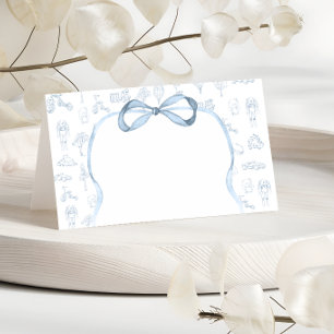 Carte De Placement Baby shower bleu et blanc