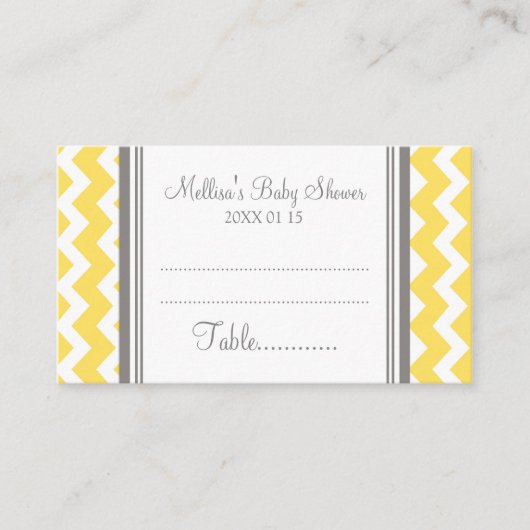 Carte De Placement Baby shower Chevron Jaune Table Paramètre (Devant)