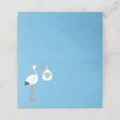 Carte De Placement Baby shower cigogne bleu garçon (Extérieur déplié)
