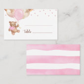 Carte De Placement Baby shower de balles or Rose Teddy Bear (Devant / Derrière)