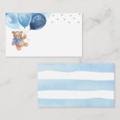 Carte De Placement Baby shower de ballons d'argent bleu Teddy Bear (Devant / Derrière)