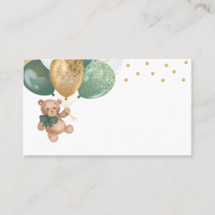 Carte De Placement Baby shower de ballons verts Teddy Bear Sage