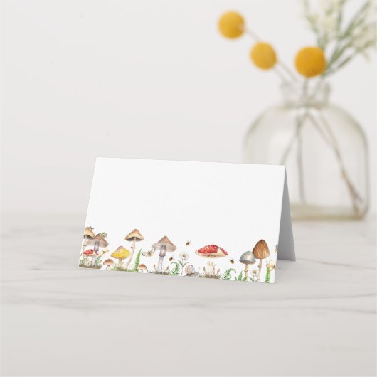 Carte De Placement Baby shower de champignons de bois Carte de place (Devant)