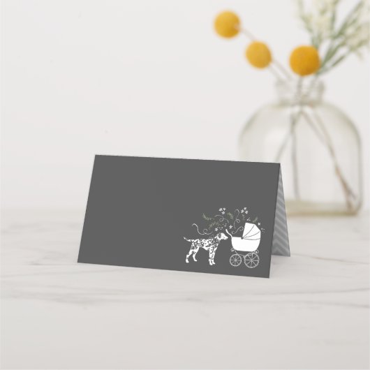 Carte De Placement Baby shower de Chien Dalmatien gris chiot (Devant)