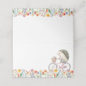 Carte De Placement Baby shower de hérisson rose (Extérieur déplié)