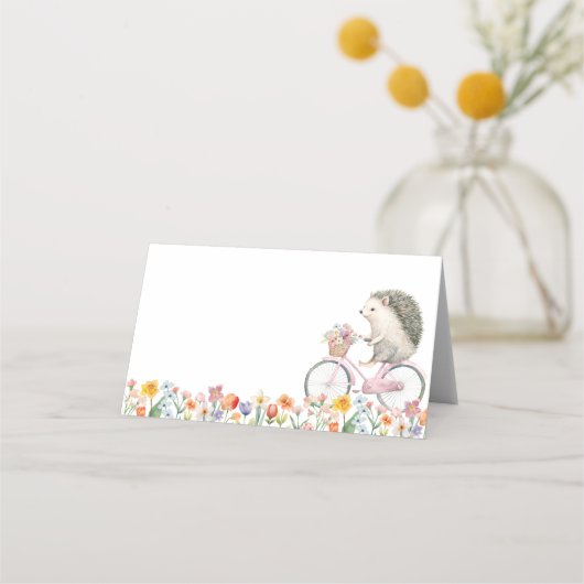 Carte De Placement Baby shower de hérisson rose (Devant)