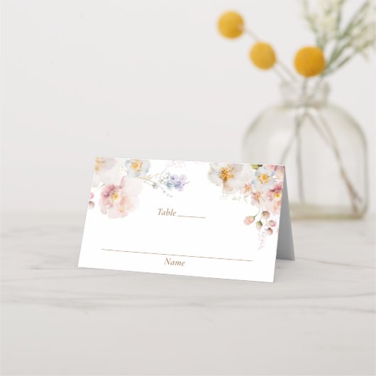 Carte De Placement Baby shower de jardin fleur sauvage plié (Devant)