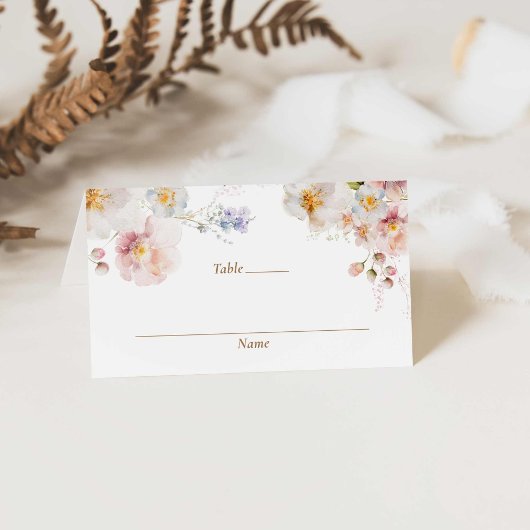 Carte De Placement Baby shower de jardin fleur sauvage plié