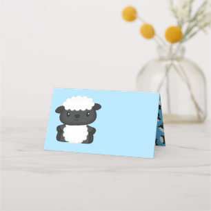 Carte De Placement Baby shower de mouton ferme Blue Boy