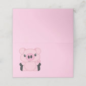Carte De Placement Baby shower de porc ferme fille rose (Extérieur déplié)
