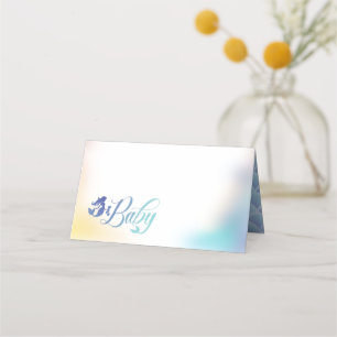 Carte De Placement Baby shower de sirène sous le pastel marin