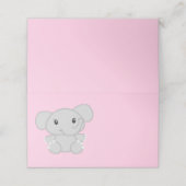 Carte De Placement Baby shower d'éléphant rose (Extérieur déplié)