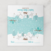 Carte De Placement Baby shower d'hiver du renard arctique Siège (Extérieur déplié)