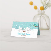 Carte De Placement Baby shower d'hiver du renard arctique Siège (Dos)