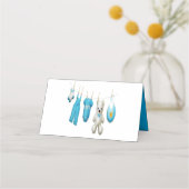 Carte De Placement Baby shower d'illustration pour bébé bleu mou (Dos)