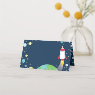 Carte De Placement Baby shower Espace Extérieur Bouteille Fusée Navir