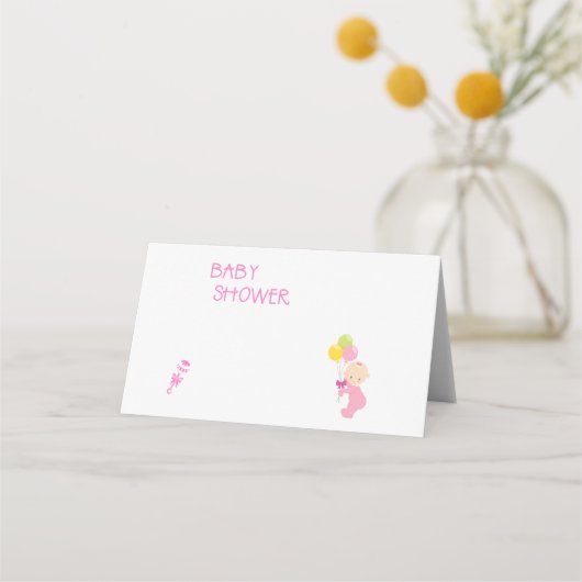 Carte De Placement Baby shower Fille Ballons Rose Rattle (Devant)