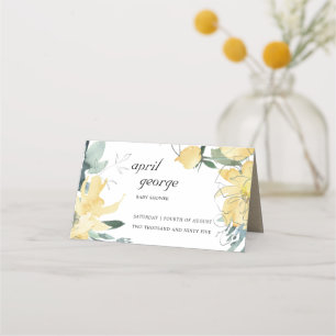 Carte De Placement Baby shower FLORAL ÉLÉGANT ET NETTOYÉ JAUNE