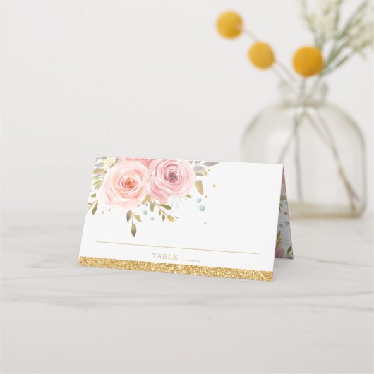 Carte De Placement Baby shower floral rose pâle (Devant)