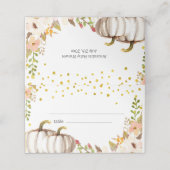 Carte De Placement Baby shower Gold citrouille Place (Extérieur déplié)
