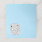 Carte De Placement Baby shower Hippo bleu (Extérieur déplié)