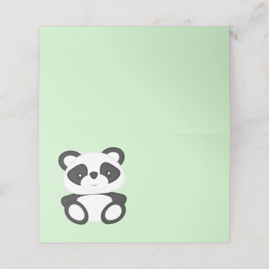 Carte De Placement Baby shower Ours Panda Vert (Extérieur déplié)