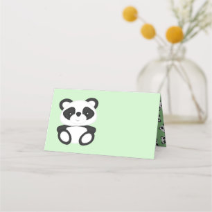 Carte De Placement Baby shower Ours Panda Vert