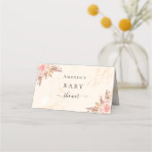 Carte De Placement Baby shower pampas herbe flush florales marbre (Dos)