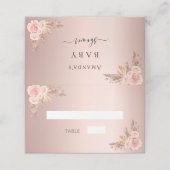 Carte De Placement Baby shower pampas herbe rose or flush florales (Extérieur déplié)