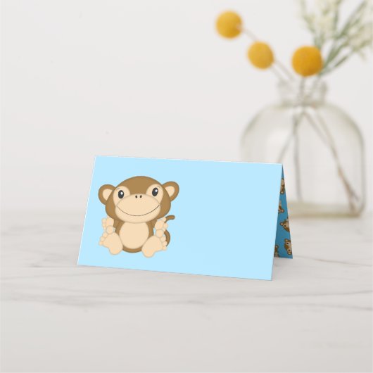 Carte De Placement Baby shower singe bleu (Devant)