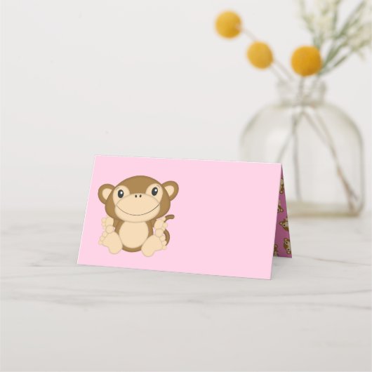 Carte De Placement Baby shower singe rose (Devant)