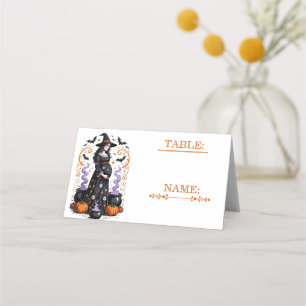 Carte De Placement Baby Shower Sorcière Halloween - Des Triplés en Ro