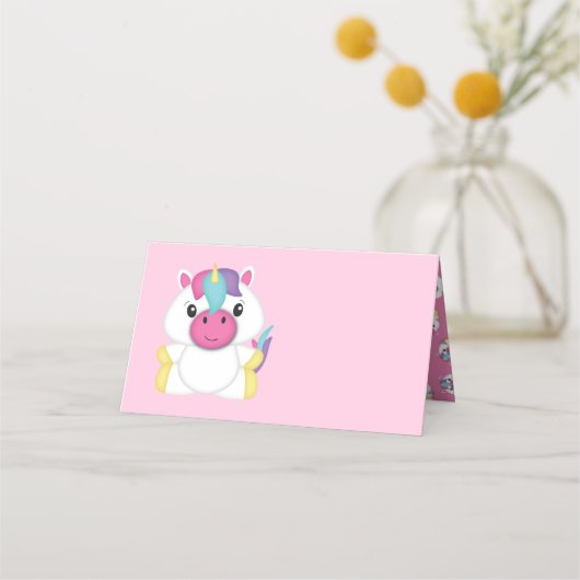 Carte De Placement Baby shower Unicorne rose (Devant)