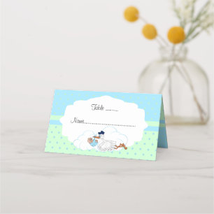 Carte De Placement Baby Stork Baby Boy Baby shower