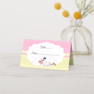 Carte De Placement Baby Stork Baby Girl Baby shower